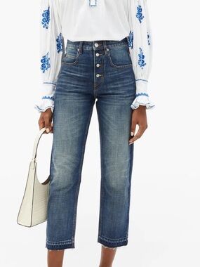 Isabel Marant Etoile Belden Trousers Jeans in Dark Wash Faded Blue Size US 4